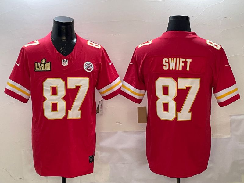 Men Kansas City Chiefs 87 Swift Red Three generations 2025 Nike Vapor Limited NFL Jersey style 4